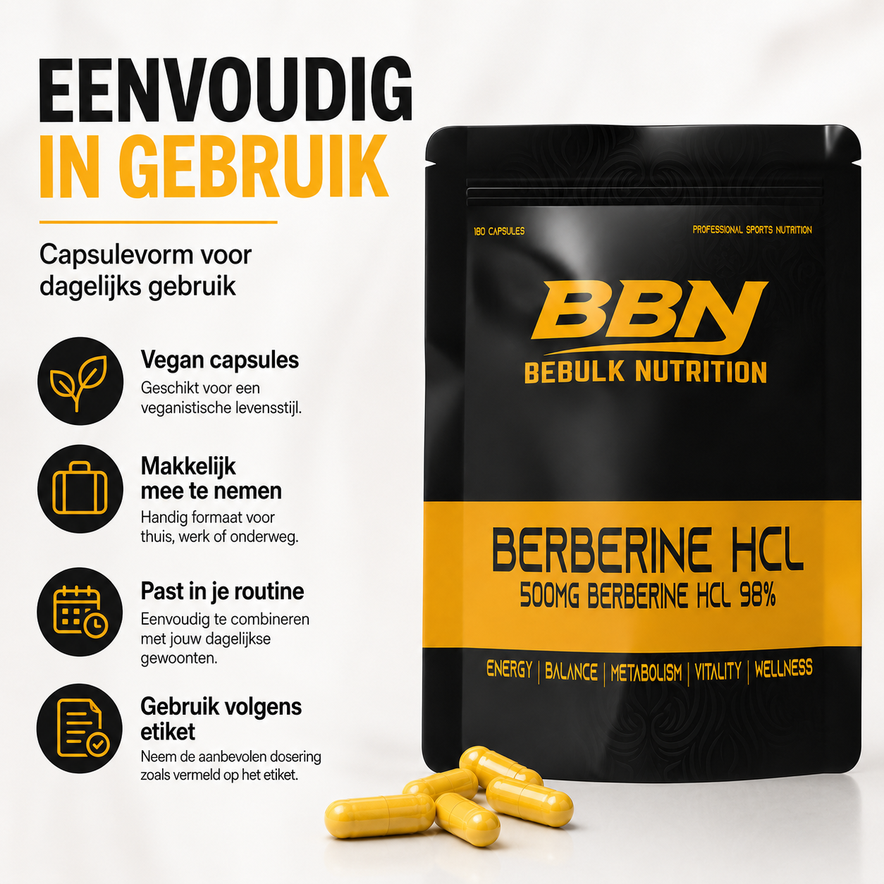 Berberin HCL 98 % – Vegan – BeBulk Nutrition