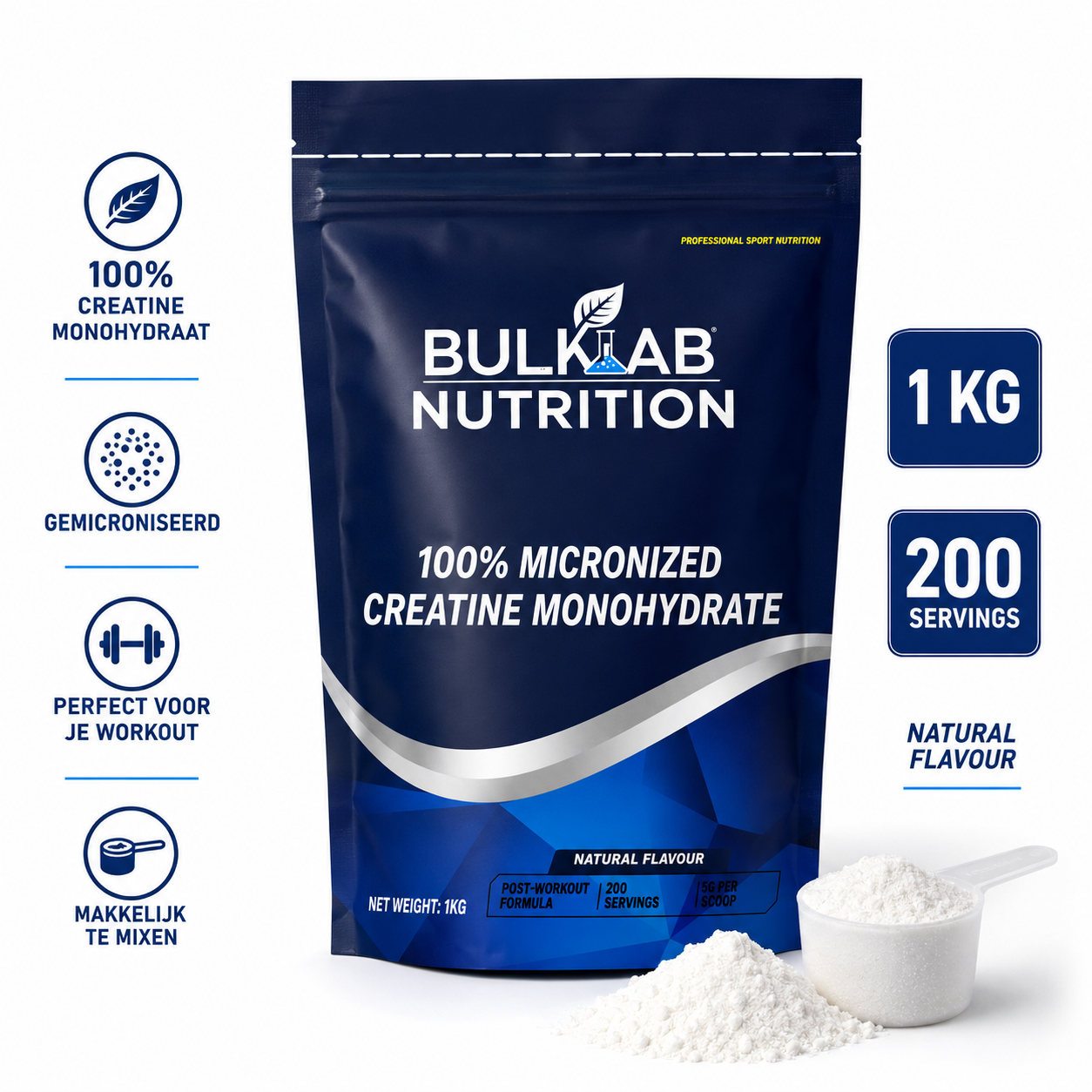 100 % Kreatinmonohydraat mikronisiert – BulkLab Nutrition