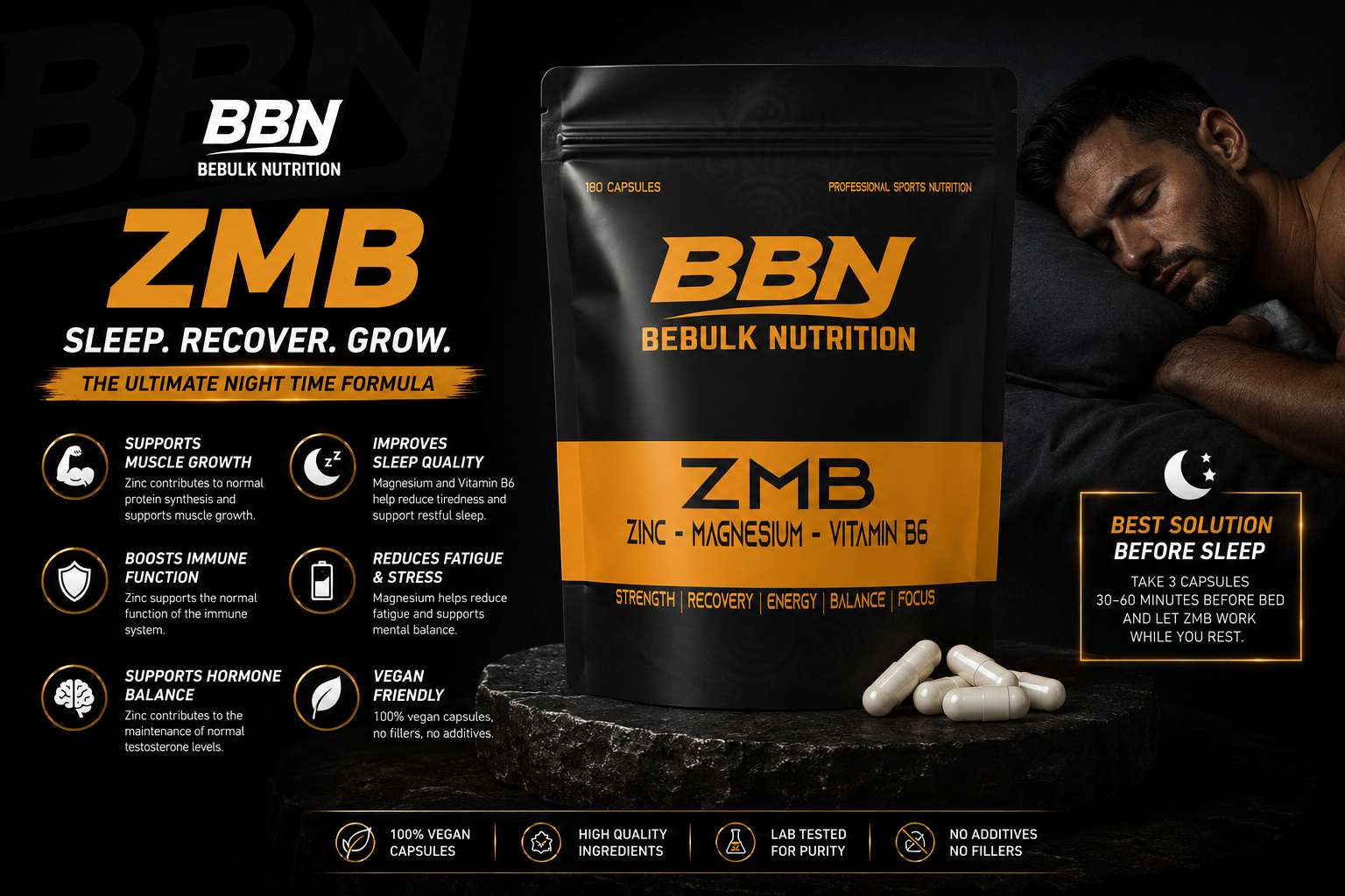 ZMB – Zink, Magnesium & Vitamine B6 - BeBulk Nutrition