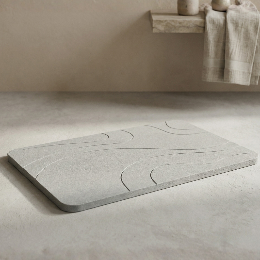 XL Diatomity Stone Bath Mat – natürlich, schnell trocknend – hygienisch – schimmelfrei und stilvoll 75x45 cm