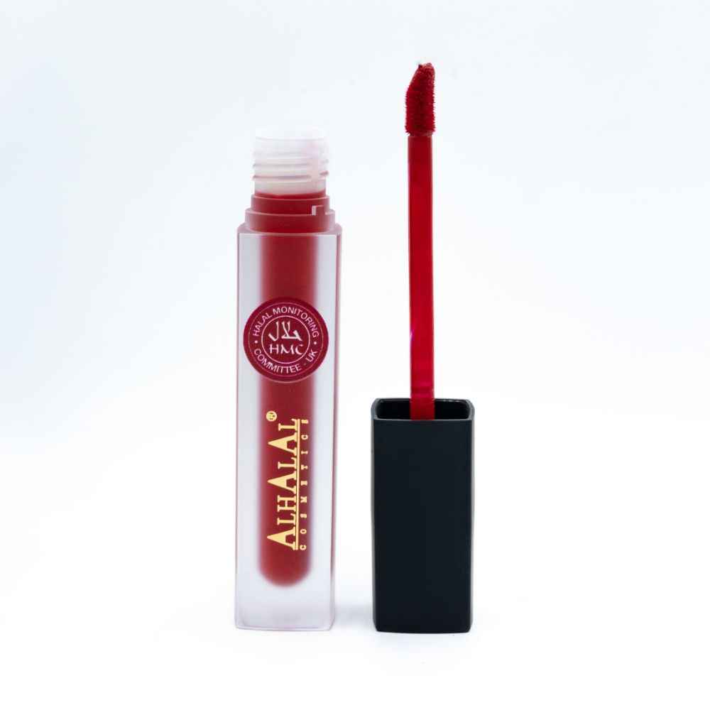 Alhalal Cosmetics Smooth Liquid Lipstick in Rot mit Applikator und transparenter Verpackung