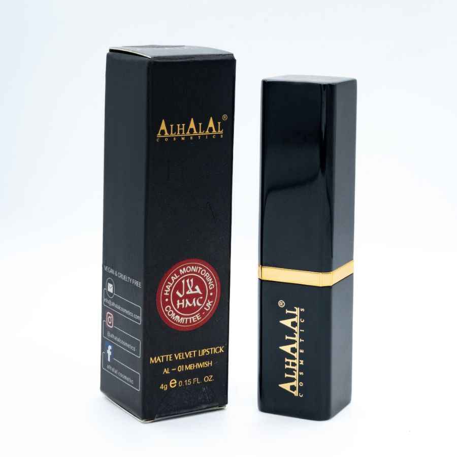 Alhalal Cosmetics matte schwarze Samtlippenstiftverpackung und -hülle VELVET LIPSTICK