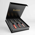 Alhalal Cosmetics Lippenstift-Geschenkset mit drei verschiedenen Lippenstiften in luxuriöser schwarzer Verpackung