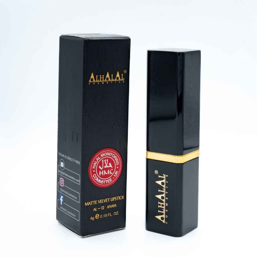 Alhalal cosmetics PAARS BRUINE LIPPENSTIFT matte velvet lippenstift in zwarte verpakking