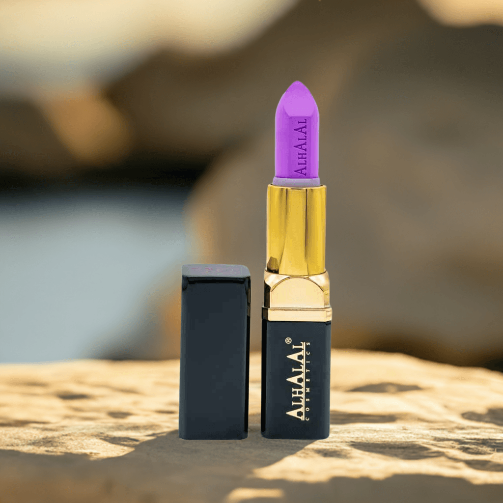 Alhalal Cosmetics lila PARSE LIPSTICK Samttextur mit goldener und schwarzer Hülle