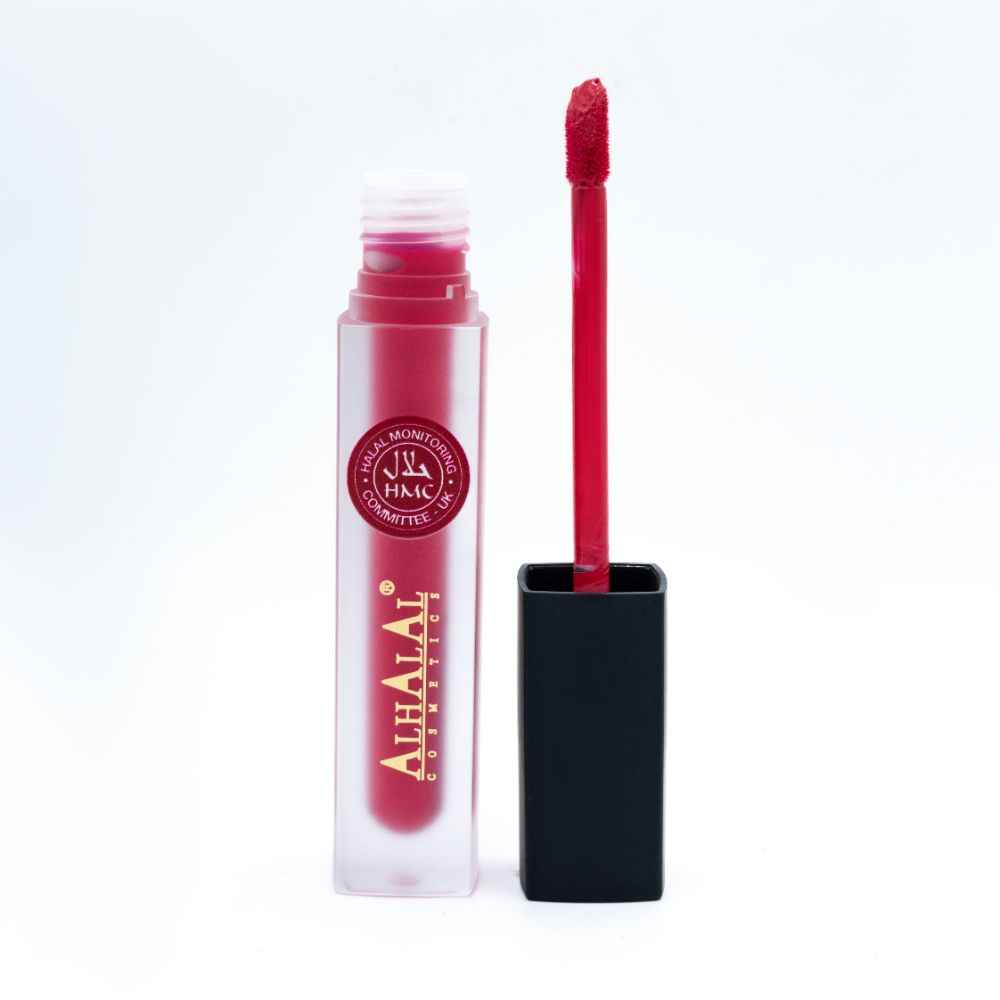 Alhalal Cosmetics flüssiger Lippenstift in einer matten Tube mit Applikator in Rot