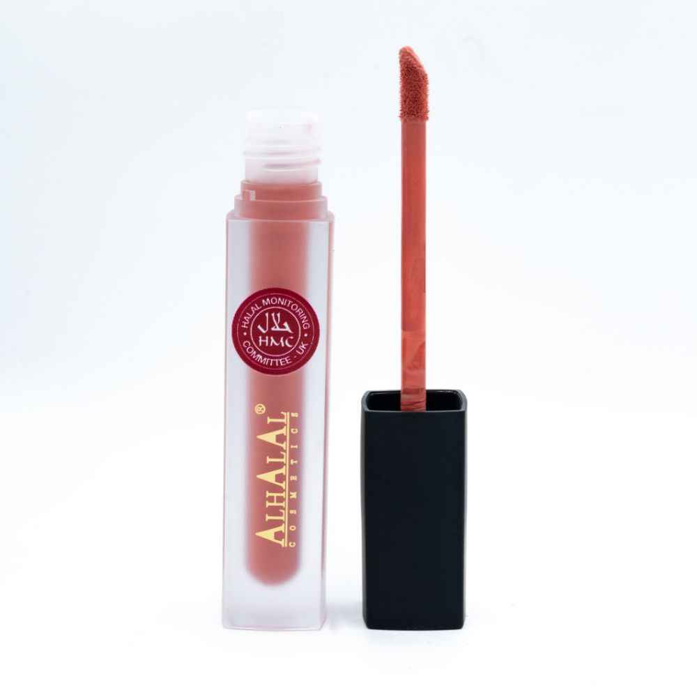 Alhalal Cosmetics flüssiger Lippenstift in einer matten transparenten Verpackung mit Applikator