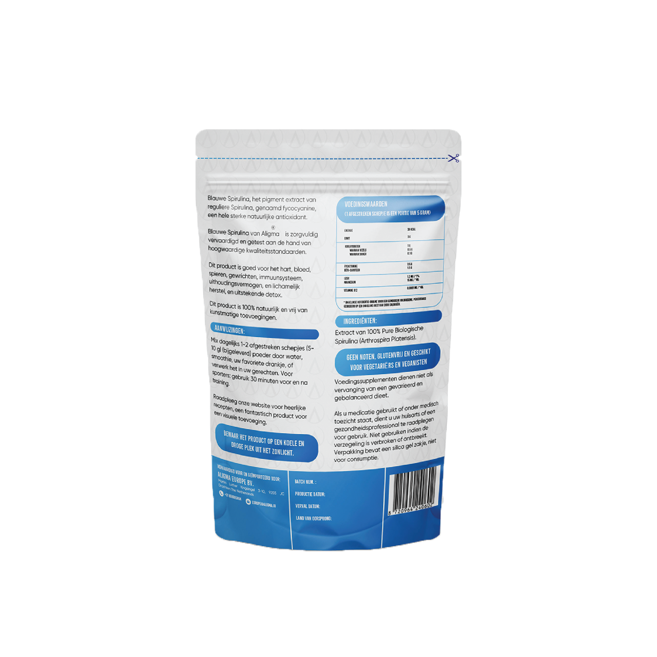 Bio-Blaues Spirulina-Pulver Superfood 75 Gramm